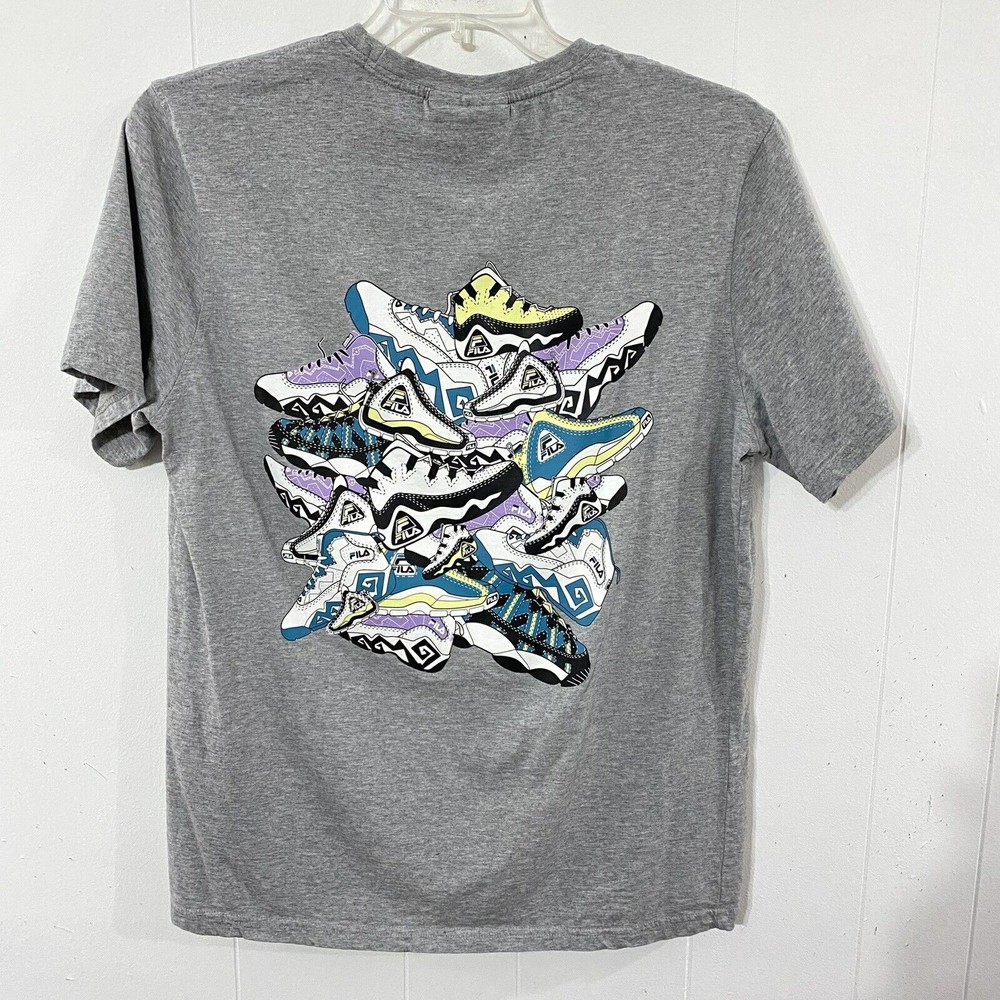 FILA Gray L T-Shirt SNEAKERS Shoe Tower ON BACK Shirt Women